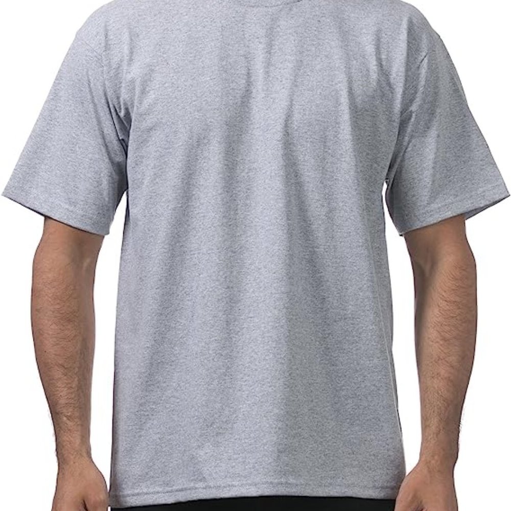 Pro Club Men Heather Gray 2XL-3XL Heavyweight Cotton Short Sleeve Crew Neck